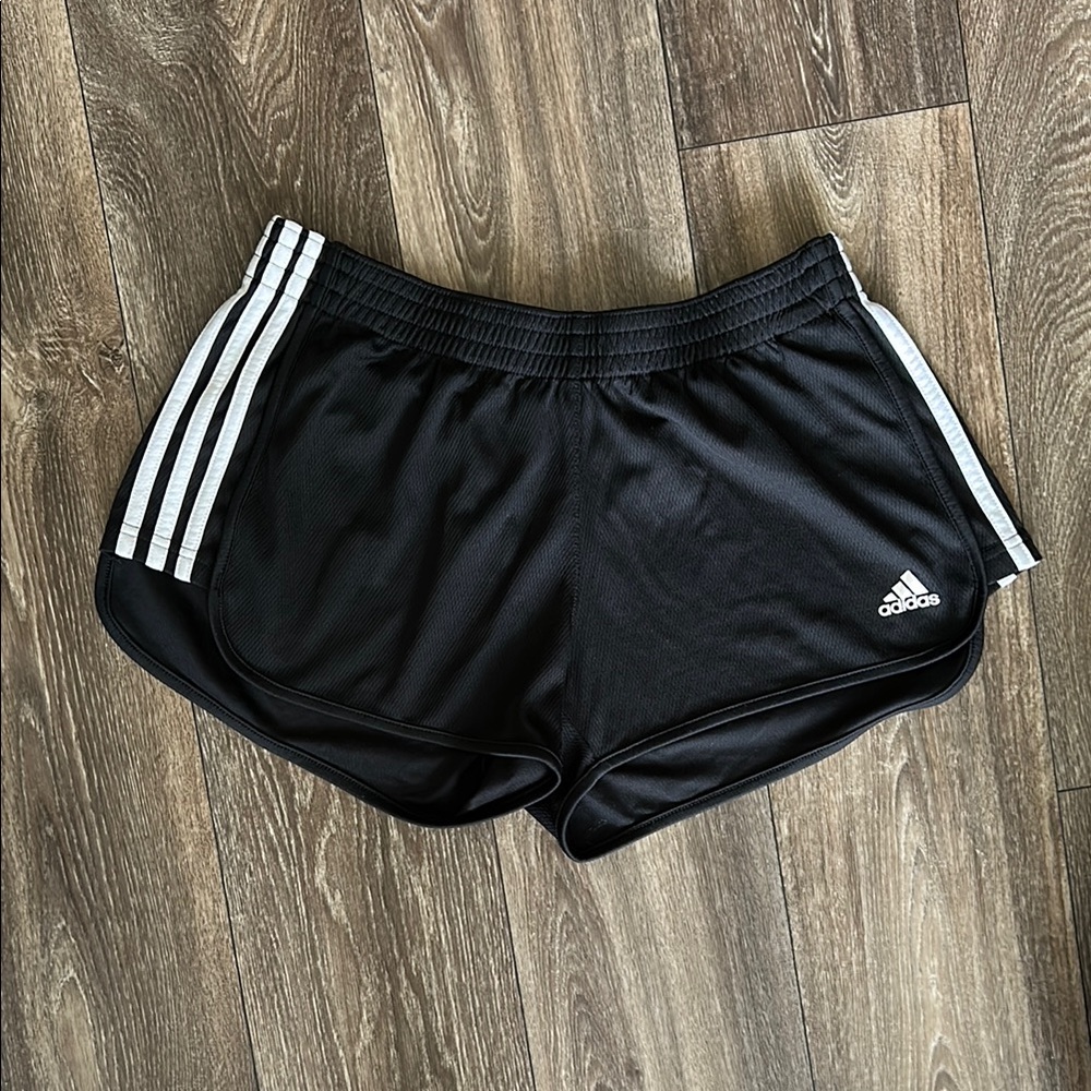 Adidas Women's Black and White Athletic Shorts Medium
